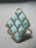 Impressive Vintage Zuni Turquoise Sterling Silver Ring Native American Old-Nativo Arts