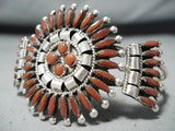 Incomparable Native American Zuni Coral Sterling Silver Bracelet-Nativo Arts