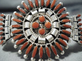 Incomparable Native American Zuni Coral Sterling Silver Bracelet-Nativo Arts