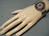 Incomparable Native American Zuni Coral Sterling Silver Bracelet-Nativo Arts