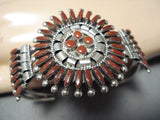 Incomparable Native American Zuni Coral Sterling Silver Bracelet-Nativo Arts