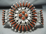 Incomparable Native American Zuni Coral Sterling Silver Bracelet-Nativo Arts