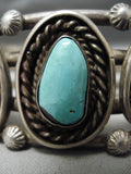 Incredible Heavier Vintage Native American Navajo Natural Turquoise Sterling Silver Bracelet-Nativo Arts