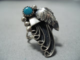 Incredible Intricate Vintage Native American Navajo Turquoise Sterling Silver Swirl Ring-Nativo Arts