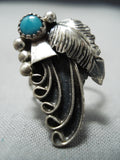Incredible Intricate Vintage Native American Navajo Turquoise Sterling Silver Swirl Ring-Nativo Arts