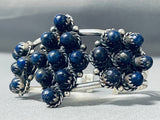 Incredible Native American Navajo Circular Lapis Sterling Silver Bracelet Cuff-Nativo Arts