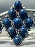 Incredible Native American Navajo Circular Lapis Sterling Silver Bracelet Cuff-Nativo Arts