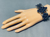 Incredible Native American Navajo Circular Lapis Sterling Silver Bracelet Cuff-Nativo Arts