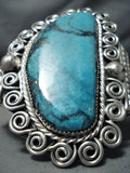 Incredible Native American Navajo Huge Blue Diamond Turquoise Sterling Silver Bracelet-Nativo Arts