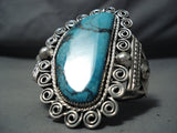 Incredible Native American Navajo Huge Blue Diamond Turquoise Sterling Silver Bracelet-Nativo Arts