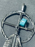 Incredible Native American Navajo Turquoise Sterling Silver Pendant-Nativo Arts