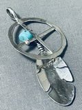 Incredible Native American Navajo Turquoise Sterling Silver Pendant-Nativo Arts