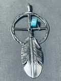 Incredible Native American Navajo Turquoise Sterling Silver Pendant-Nativo Arts