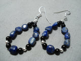 Incredible Navajo Lapis Sterling Silver Earrings Native American-Nativo Arts