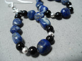 Incredible Navajo Lapis Sterling Silver Earrings Native American-Nativo Arts