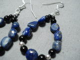 Incredible Navajo Lapis Sterling Silver Earrings Native American-Nativo Arts