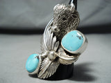 Incredible San Felipe Old Kingman Turquoise Sterling Silver Buffalo Ring-Nativo Arts