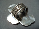 Incredible San Felipe Old Kingman Turquoise Sterling Silver Buffalo Ring-Nativo Arts