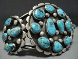 Incredible Vintage Native American Jewelry Navajo Deepset Turquoise Sterling Silver Bracelet Old-Nativo Arts
