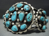Incredible Vintage Native American Jewelry Navajo Deepset Turquoise Sterling Silver Bracelet Old-Nativo Arts