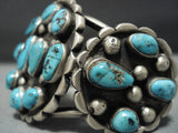 Incredible Vintage Native American Jewelry Navajo Deepset Turquoise Sterling Silver Bracelet Old-Nativo Arts