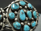 Incredible Vintage Native American Jewelry Navajo Deepset Turquoise Sterling Silver Bracelet Old-Nativo Arts
