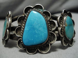 Incredible Vintage Native American Navajo Blue Gem Turquoise Sterling Silver Bracelet Cuff Old-Nativo Arts