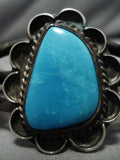 Incredible Vintage Native American Navajo Blue Gem Turquoise Sterling Silver Bracelet Cuff Old-Nativo Arts