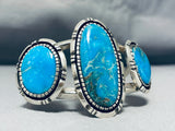 Incredible Vintage Native American Navajo Blue Thunder Turquoise Sterling Silver Bracelet-Nativo Arts