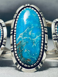 Incredible Vintage Native American Navajo Blue Thunder Turquoise Sterling Silver Bracelet-Nativo Arts