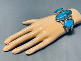 Incredible Vintage Native American Navajo Blue Thunder Turquoise Sterling Silver Bracelet-Nativo Arts