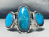 Incredible Vintage Native American Navajo Blue Thunder Turquoise Sterling Silver Bracelet-Nativo Arts