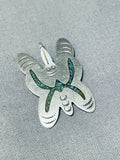 Incredible Vintage Native American Navajo Chip Inlay Turquoise Sterling Silver Butterfly Pendant-Nativo Arts