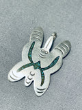 Incredible Vintage Native American Navajo Chip Inlay Turquoise Sterling Silver Butterfly Pendant-Nativo Arts