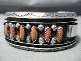 Incredible Vintage Native American Navajo Coral Sterling Silver Segmented Bracelet-Nativo Arts
