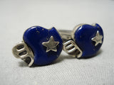 Incredible Vintage Native American Navajo Cowboys Sterling Silver Lapis Cufflinks-Nativo Arts