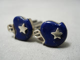 Incredible Vintage Native American Navajo Cowboys Sterling Silver Lapis Cufflinks-Nativo Arts