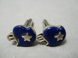 Incredible Vintage Native American Navajo Cowboys Sterling Silver Lapis Cufflinks-Nativo Arts