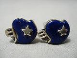 Incredible Vintage Native American Navajo Cowboys Sterling Silver Lapis Cufflinks-Nativo Arts