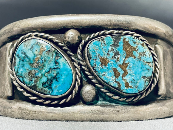 Incredible Vintage Native American Navajo Kingman Turquoise Sterling Silver Bracelet-Nativo Arts