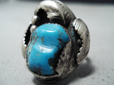Incredible Vintage Native American Navajo Kingman Turquoise Sterling Silver Huge Ring Old-Nativo Arts