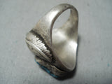 Incredible Vintage Native American Navajo Kingman Turquoise Sterling Silver Huge Ring Old-Nativo Arts