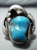 Incredible Vintage Native American Navajo Kingman Turquoise Sterling Silver Huge Ring Old-Nativo Arts
