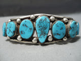 Incredible Vintage Native American Navajo Large Turquoise Straddle Sterling Silver Bracelet-Nativo Arts