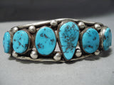 Incredible Vintage Native American Navajo Large Turquoise Straddle Sterling Silver Bracelet-Nativo Arts