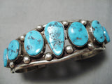 Incredible Vintage Native American Navajo Large Turquoise Straddle Sterling Silver Bracelet-Nativo Arts