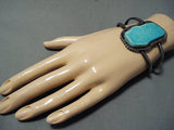 Incredible Vintage Native American Navajo Ocean Blue Turquoise Sterling Silver Bracelet-Nativo Arts