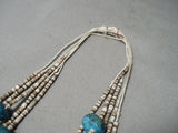 Incredible Vintage Native American Navajo Old Kingman Turquoise & Heishi Necklace-Nativo Arts
