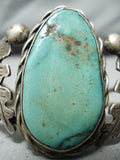 Incredible Vintage Native American Navajo Royston Turquoise Sterling Silver Leaf Bracelet-Nativo Arts