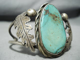 Incredible Vintage Native American Navajo Royston Turquoise Sterling Silver Leaf Bracelet-Nativo Arts